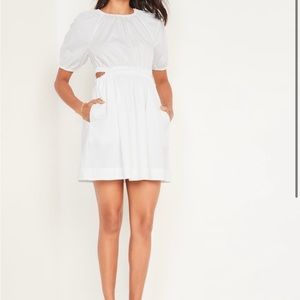 New white. Waist defined dress